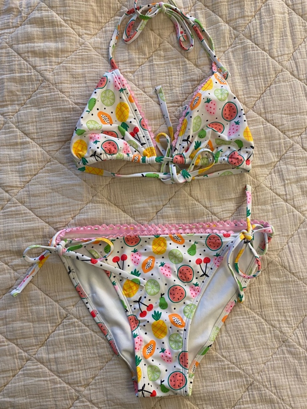 Fruit-Print Bikini Swim Set